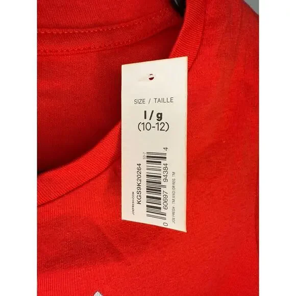NWT Joe Fresh Graphic Print Short Sleeve T-Shirt Red/White Girls Size L (10-12) - Picture 4 of 5